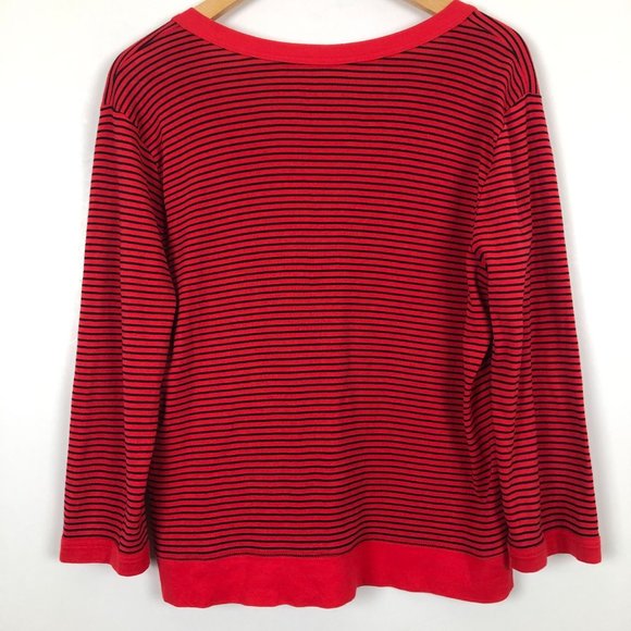 J Crew Perfect Fit Women's Cardigan XL Striped Red Blue Gold Tone Metal Buttons - Picture 2 of 8